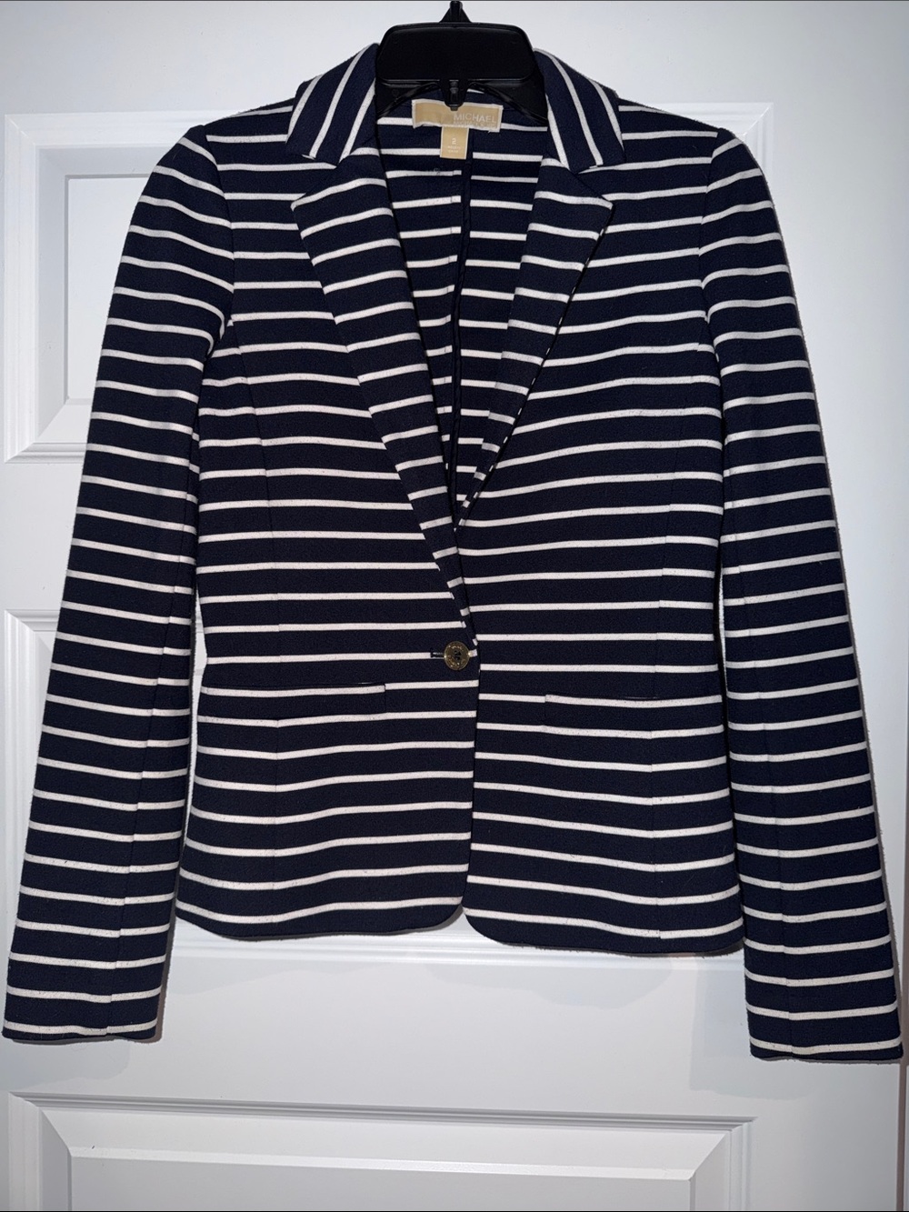 MICHAEL Michael Kors Navy and White Striped Blazer